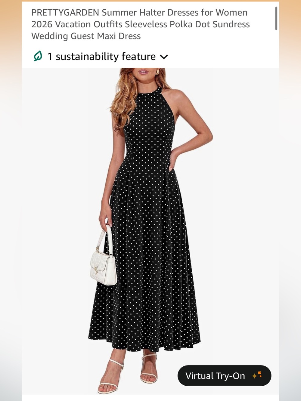 Halter Neck Black Polka Dot Maxi Dress